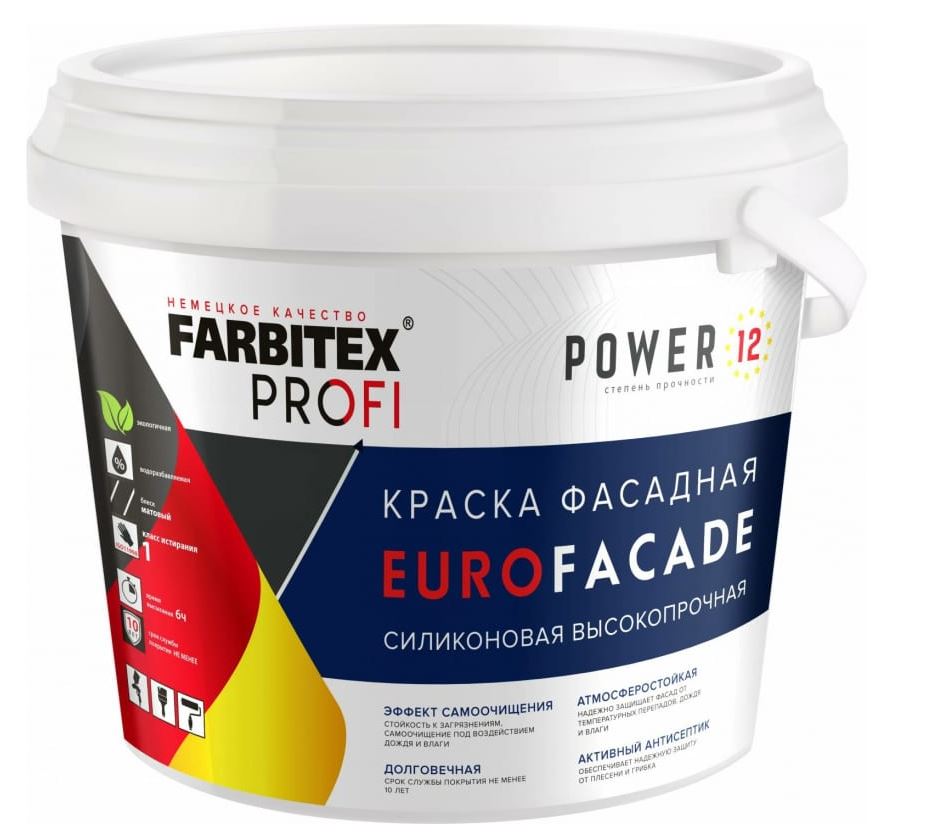 Краска Farbitex Profi фасадная 3 кг EuroFasade база А силикон. *